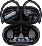 GNMN Active Noise Cancelling Ear Buds Wireless Earbuds 96hrs Playback Bluetooth Headphones Dual Battery Display Stereo Bass Earphones with Earhooks Microphone IPX7 Waterproof for Sports/Runing/Workout - Image 4