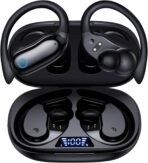 GNMN Active Noise Cancelling Ear Buds Wireless Earbuds 96hrs Playback Bluetooth Headphones Dual Battery Display Stereo Bass Earphones with Earhooks Microphone IPX7 Waterproof for Sports/Runing/Workout - Image 3