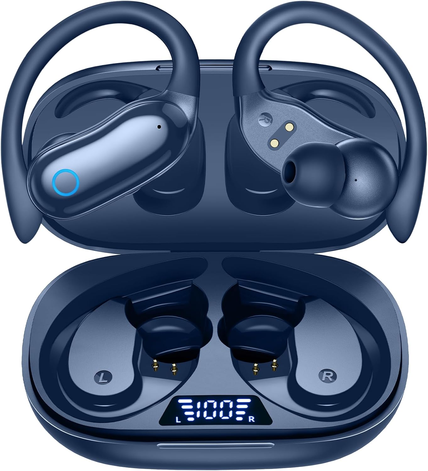 71R5u6PZ5L._AC_SL1500_.jpg GNMN Active Noise Cancelling Ear Buds Wireless Earbuds 96hrs Playback Bluetooth Headphones Dual Battery Display Stereo Bass Earphones with Earhooks Microphone IPX7 Waterproof for Sports/Runing/Workout - Image 1